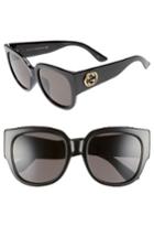 Women's Gucci 55mm Square Cat Eye Sunglasses - Black/ Grey