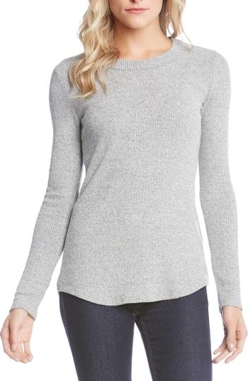 Women's Karen Kane Ribbed Crewneck Top - Grey