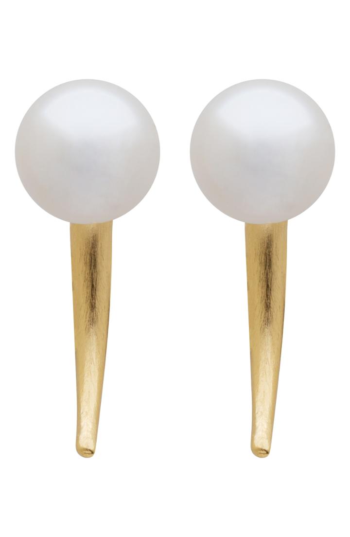 Women's L. Erickson Simulated Pearl Small Spike Earrings