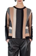Women's Akris Punto Multicolor Stripe Wool & Cashmere Pullover - Brown