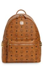 Mcm Medium Stark Side Stud Coated Canvas Backpack - Brown