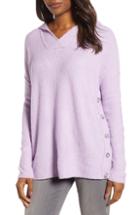 Women's Caslon Side Button Hooded Sweater - Purple