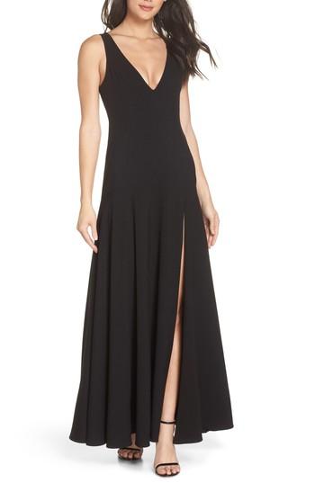 Women's Fame & Partners The Hazel Front Slit Gown - Black