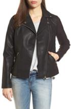 Women's Dorothy Perkins Faux Leather Biker Jacket Us / 10 Uk - Black