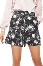 Women's Topshop Mix Floral Shorts Us (fits Like 0) - Black