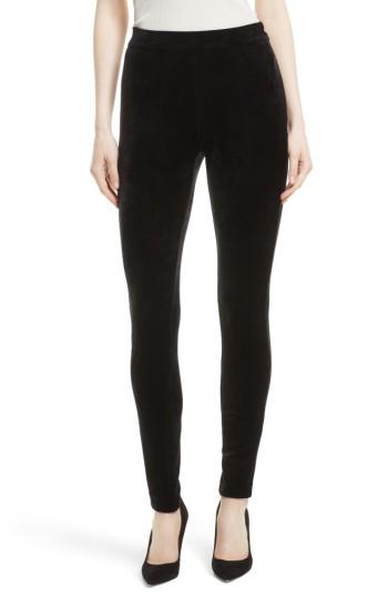 Women's Theory Adbelle Velour Knit Leggings, Size - Black
