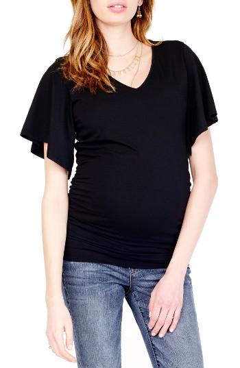 Women's Ingrid & Isabel Flutter Sleeve Maternity Top - Black