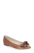 Women's Something Bleu Milva Embellished Bow Pointy Toe Flat M - Pink