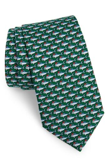Men's Vineyard Vines Santa Jaws Silk Tie, Size - Green