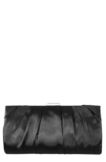Nina Crystal Clasp Pleated Clutch - Black