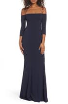 Women's Katie May Three-quarter Sleeve Off The Shoulder Gown - Blue