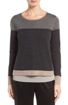 Women's Eileen Fisher Colorblock Merino Wool Sweater