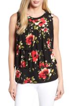 Women's Bobeau Sleeveless Tiered Print Top - Black