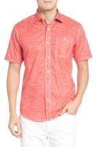 Men's Bugatchi Shaped Fit Solid Sport Shirt, Size - Red