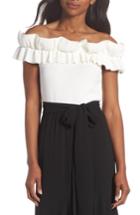 Women's Eliza J Off The Shoulder Ruffle Knit Top - Ivory