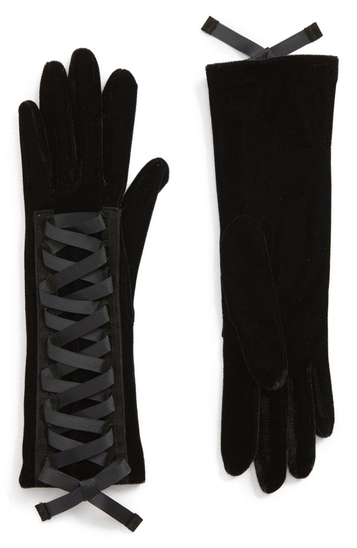 Women's Agnelle Corset Lacing Velvet Gloves