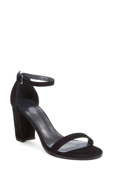 Women's Stuart Weitzman Nearlynude Ankle Strap Sandal .5 M - Black