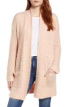 Petite Women's Caslon Novelty Stitch Cardigan, Size P - Pink