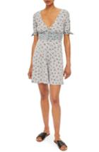 Women's Topshop Floral Split Sleeve Dress Us (fits Like 6-8) - Grey