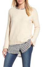 Petite Women's Caslon Layered Look Sweater, Size P - Brown