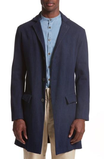 Men's Eidos Napoli Herringbone Topcoat - Blue