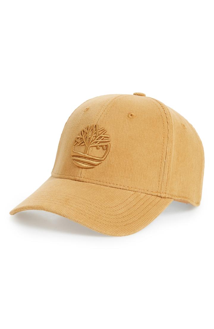 Men's Timberland Logo Embroidered Corduroy Ball Cap - Brown