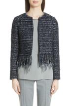 Women's Fabiana Filippi Fringe Trim Tweed Jacket Us / 38 It - Blue