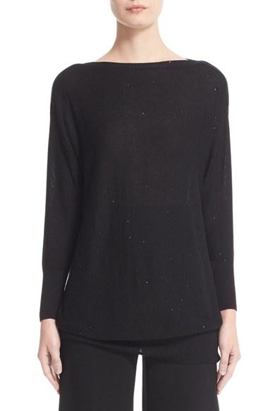 Women's Lela Rose Sequin Knit Silk Blend Sweater