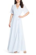 Women's Wayf The Aurelia Short Sleeve Wrap Evening Dress - Blue