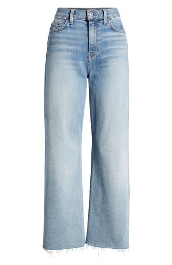 Women's 7 For All Mankind Alexa Frayed Hem Crop Wide Leg Jeans