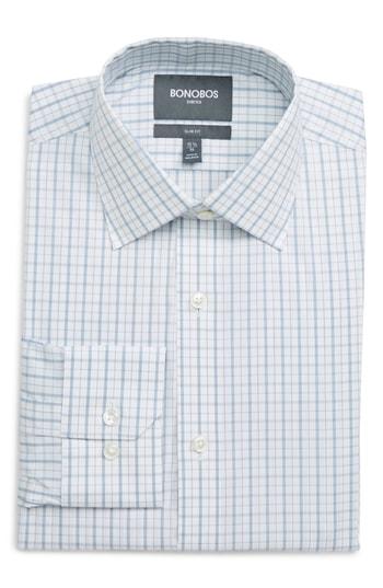 Men's Bonobos Bower Slim Fit Stretch Check Dress Shirt .5 32 - Blue