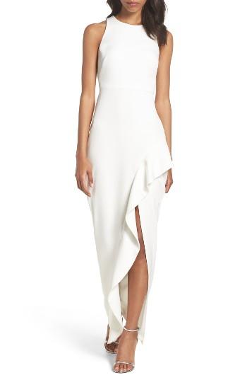 Women's Xscape Ruffle Column Gown - Ivory