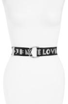Women's Cara Love Web Slider Belt, Size - White Black