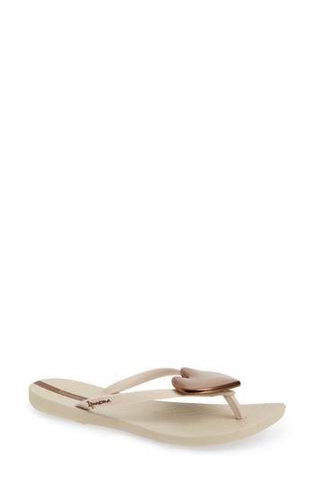 Women's Ipanema Wave Heart Flip Flop M - Beige