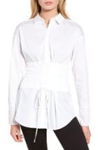 Women's Trouve Corset Stretch Poplin Shirt - White
