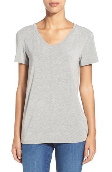 Women's Halogen Modal Jersey V-neck Tee - Grey