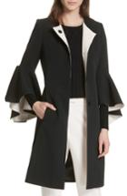 Women's Milly Selena Ruffle Sleeve Coat - Black