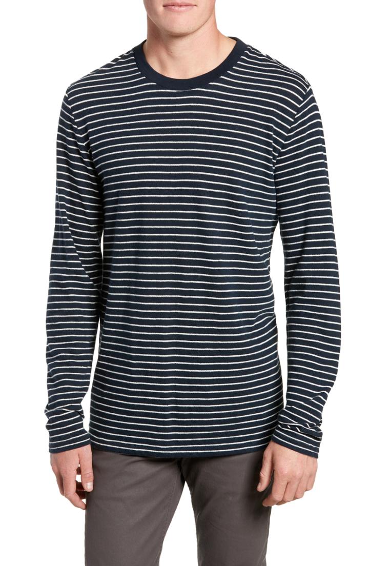 Men's Rag & Bone Railroad Stripe Long Sleeve T-shirt - Blue