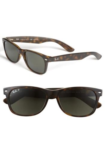Men's Ray-ban 'new Wayfarer' 55mm Polarized Sunglasses - Tortoise/ Green P