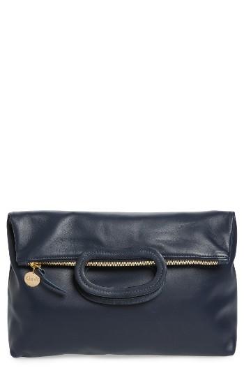 Clare V. Marcelle Lambskin Leather Foldover Clutch -