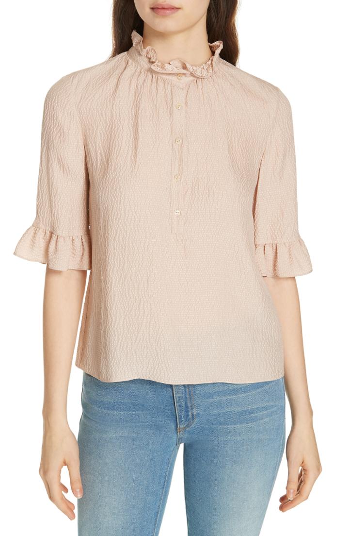 Women's Rebecca Taylor Silk Ruffle Top - Pink
