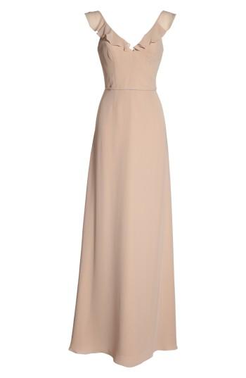 Women's Monique Lhuillier Bridesmaids Keira Backless Chiffon Gown