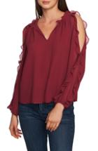 Women's 1.state Ruffle Cold Shoulder Top, Size - Purple