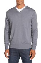 Men's Peter Millar Silk Blend V-neck Sweater, Size - Grey