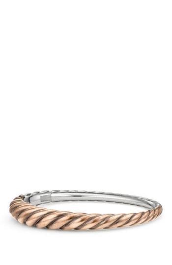 Women's David Yurman Pure Form Mixed Metal Cable Bracelet With Bronze And Silver, 9.5mm