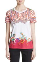 Women's Etro Paisley Border Print Cotton Tee Us / 42 It - Pink