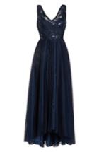 Women's Adrianna Papell Sequin Pleated Tulle High/low Gown - Blue