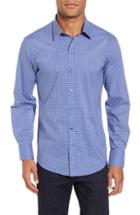 Men's Zachary Prell Ramon Regular Fit Mini Check Sport Shirt - Blue