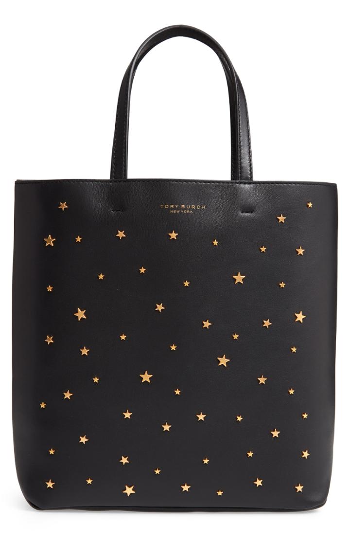 Tory Burch Small Star Studded Leather Tote - Black