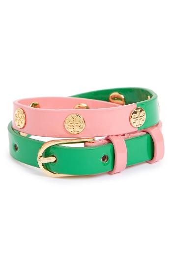 Women's Tory Burch Colorblock Patent Leather Wrap Bracelet